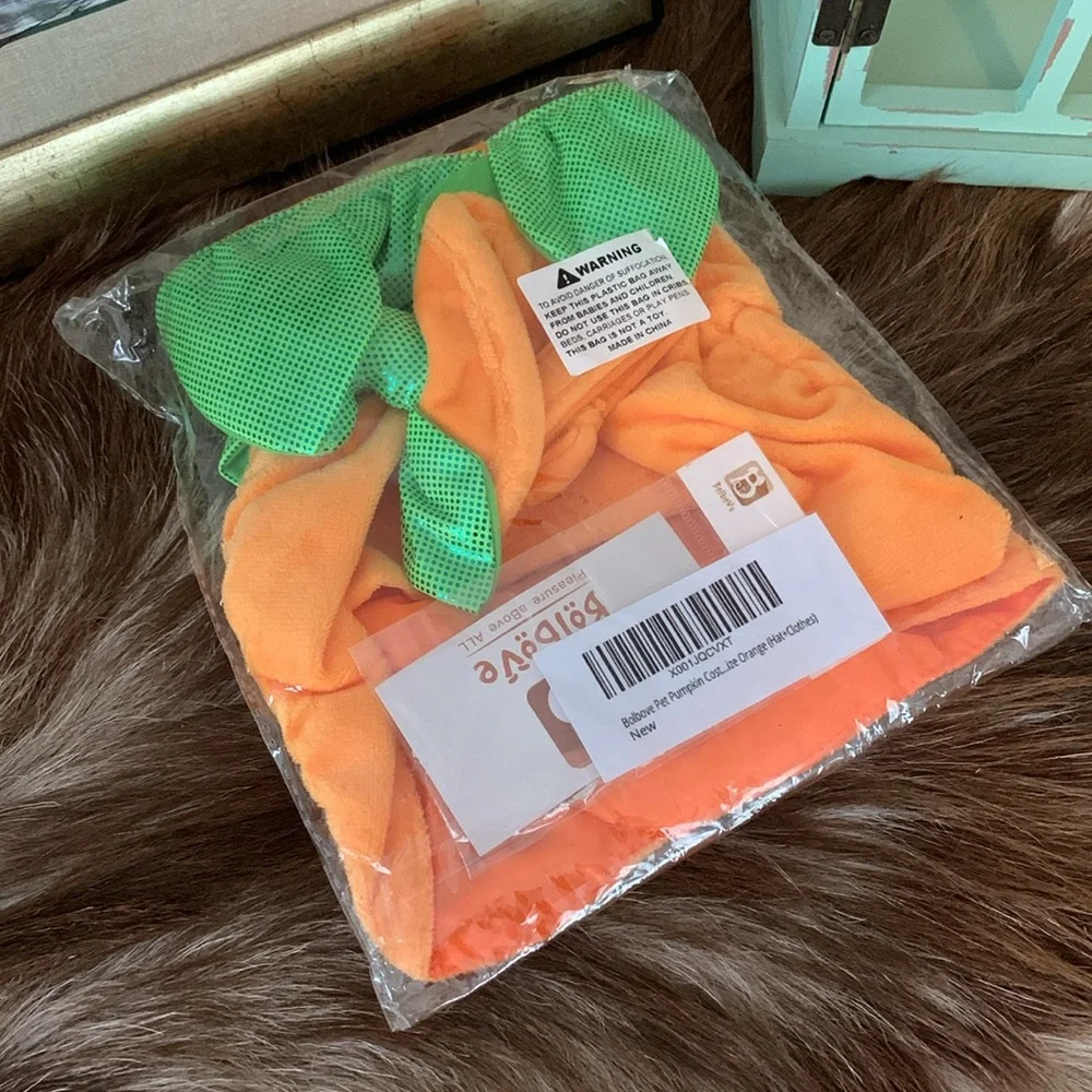 Pet Pumpkin Costume for Cats & Small Dogs - Halloween Party